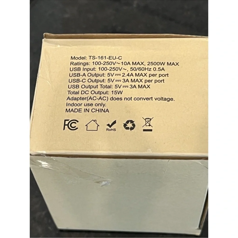 2-Pack European Travel Plug Adapter with 4 Outlet 3 USB C for US to Europe